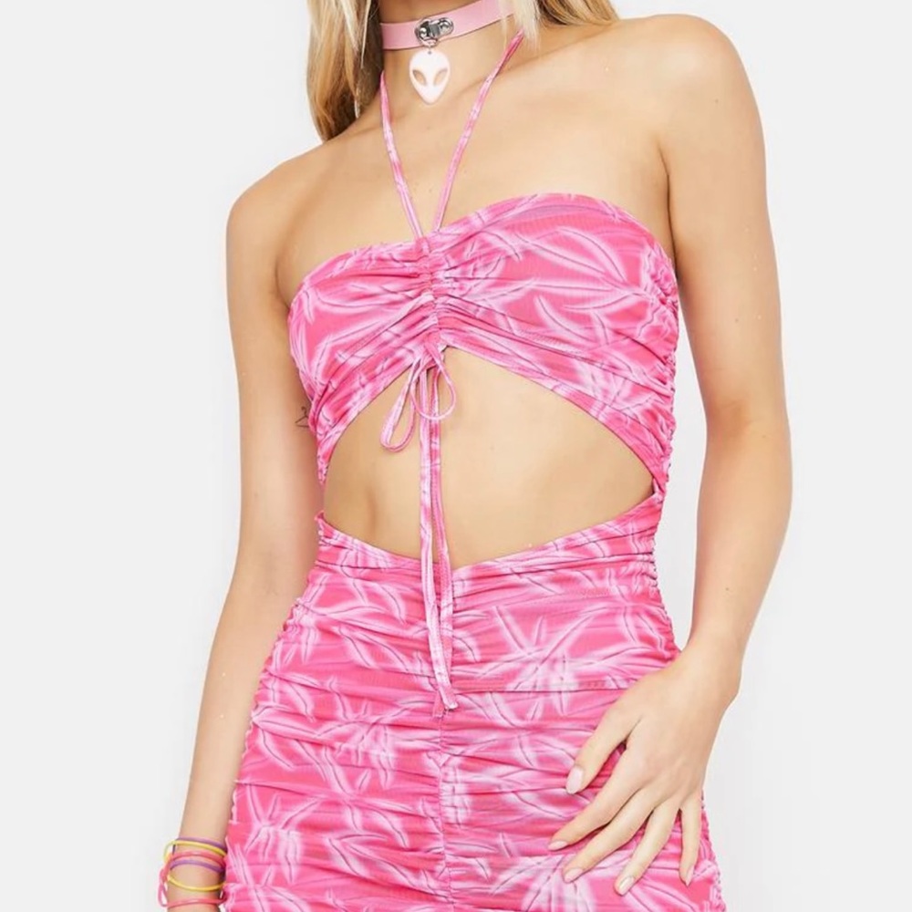 Dolls kill pink halter dress